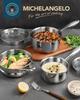 MICHELANGELO Stainless Steel Sauce Pan Set with Steamer, 18/10 Pan Set with Pouring Spout and Strainer Glass Lid Dishwasher-safe