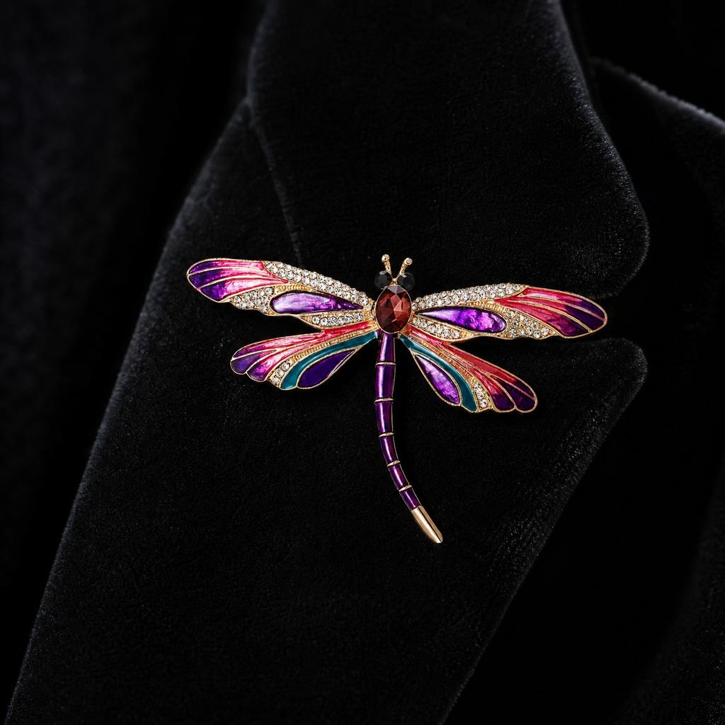 Elegant Enamel Dragonfly Brooch Pin Insect Jewelry Accessory for Winter Coat Jacket Lapel Decoration Stylish Metal Craft