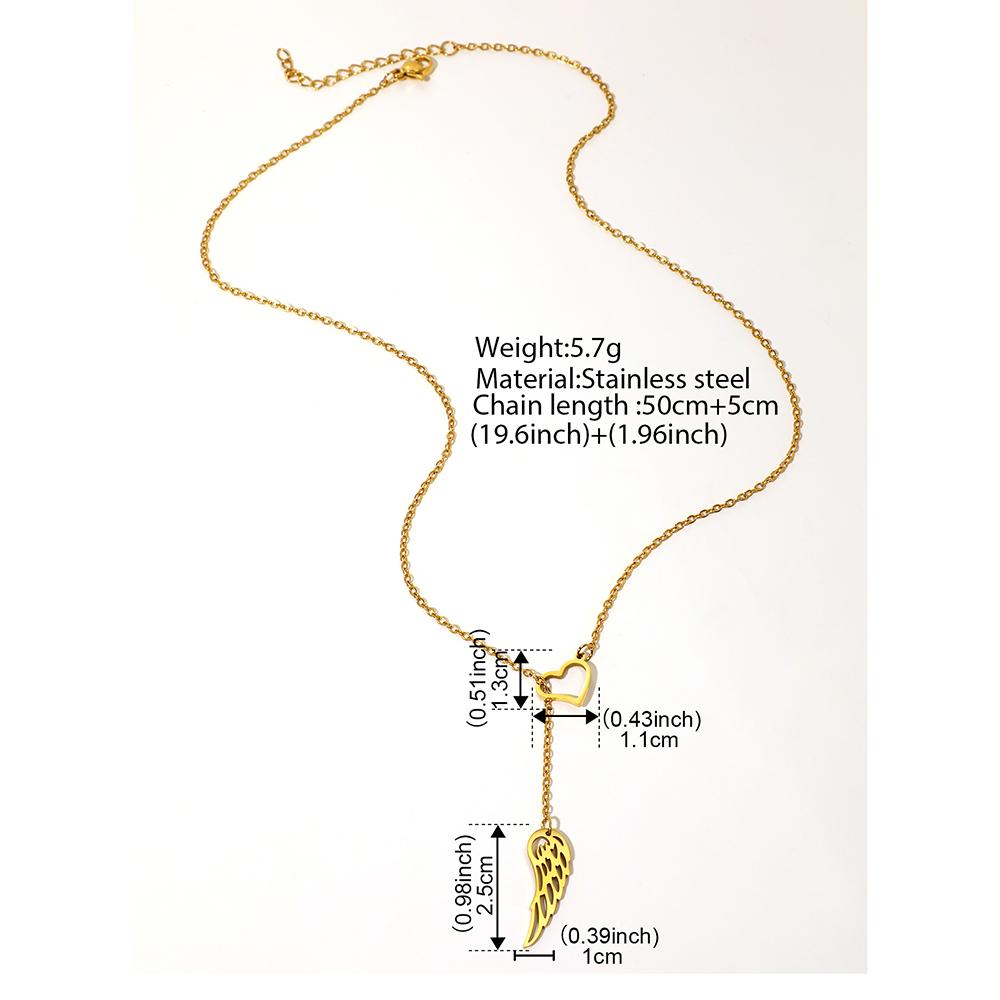 Stainless Steel Necklaces Elegant Heart feather pendant Clavicle Chain Fashion Exquisite Necklace For Women Jewelry Wedding Gift