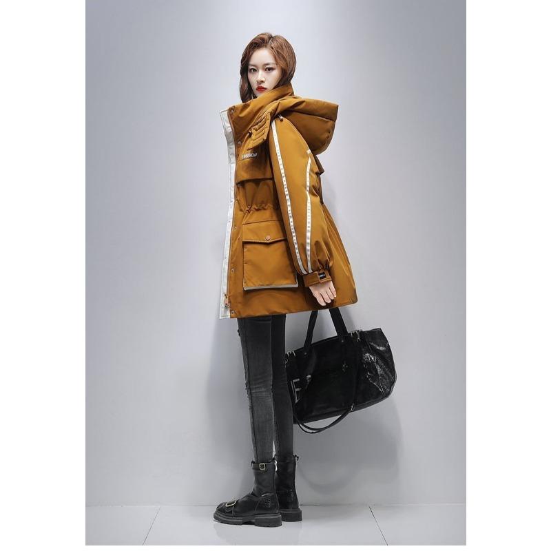 Abrigo Largo Acolchado de Moda para Mujer Cálido Ropa de Trabajo Chaqueta Parka Ajustada Invierno Algodón Ropa Exterior Moda