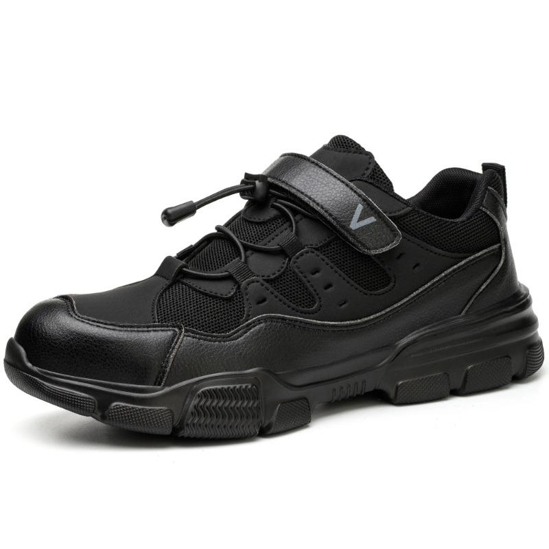 

Новые модные мужские защитные рабочие ботинки 2024 года со стальным носком, неразрушимая конструкция, противоударные защитные рабочие ботинки 38 чёрный