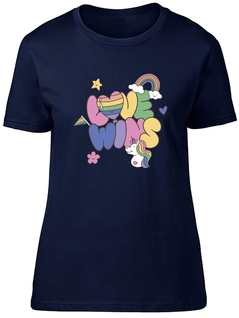Pride LGBTQ Unisexs TShirt Unicorn Heart Rainbow Ladies Gift Tee