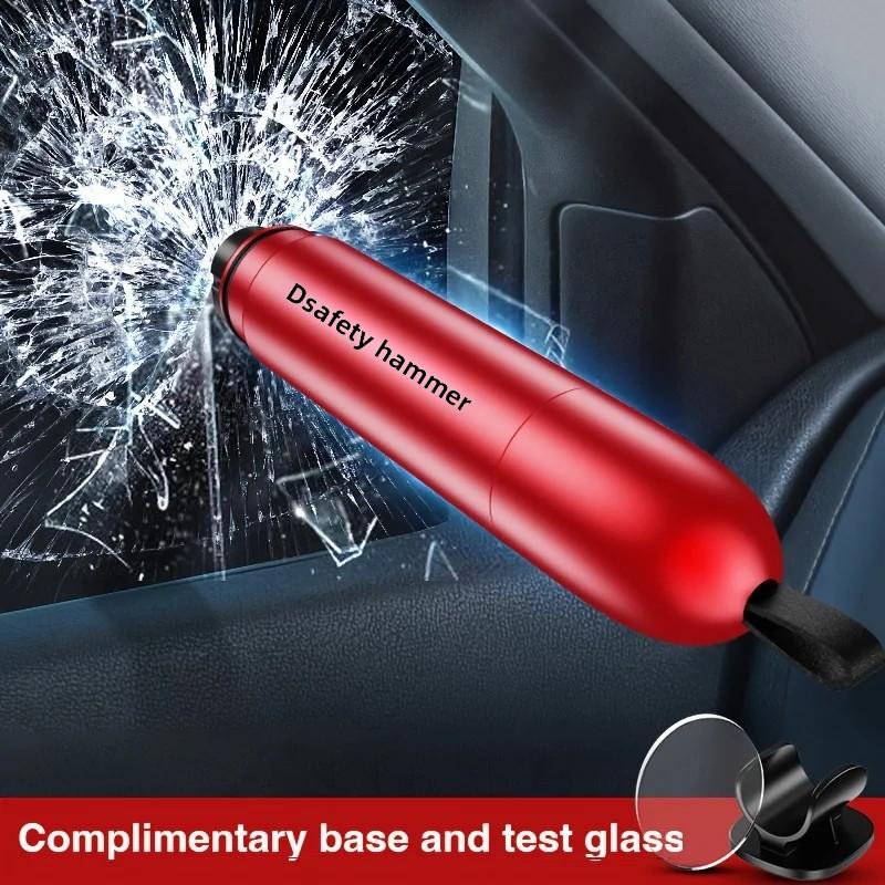 1Pc Car Safety Hammer Auto Emergency Glass Breaker Durable Aluminum Alloy Seat Belt Cutter With Keychain Fit for All Vehicles