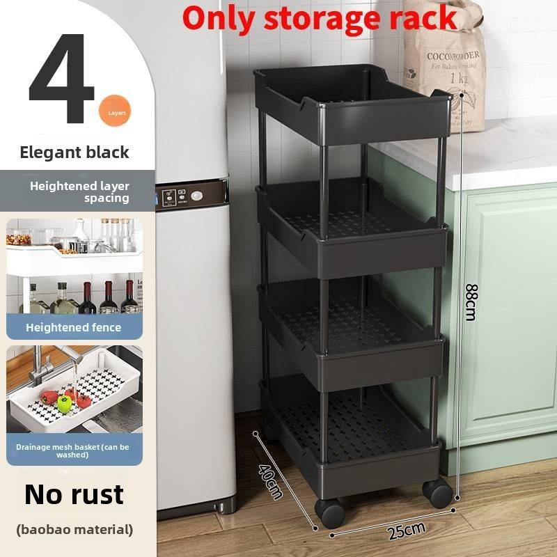 Minimalistyczny Plastikowy 4-poziomowy Wąski Wózek do Przechowywania do Organizacji Łazienki, Kuchni i Szafy
