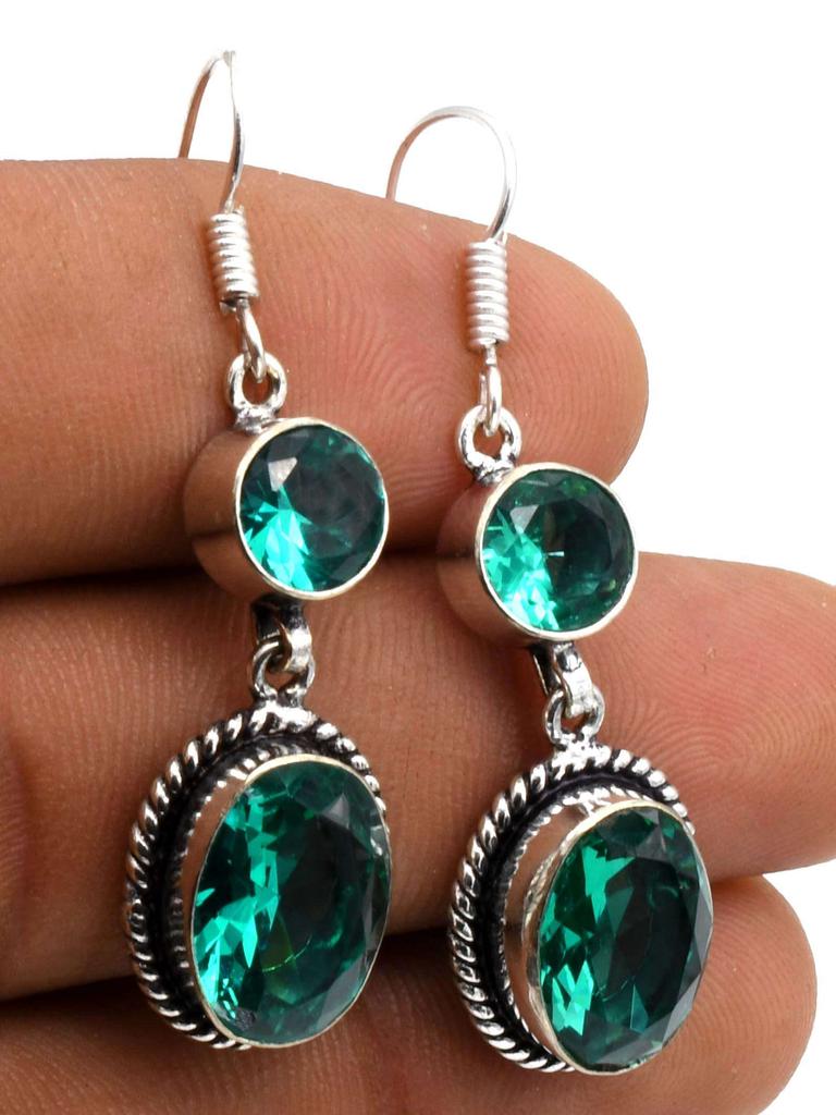 Green Quartz Gemstone Ethnic Handmade Drop Dengle Earring Jewelry ER 174
