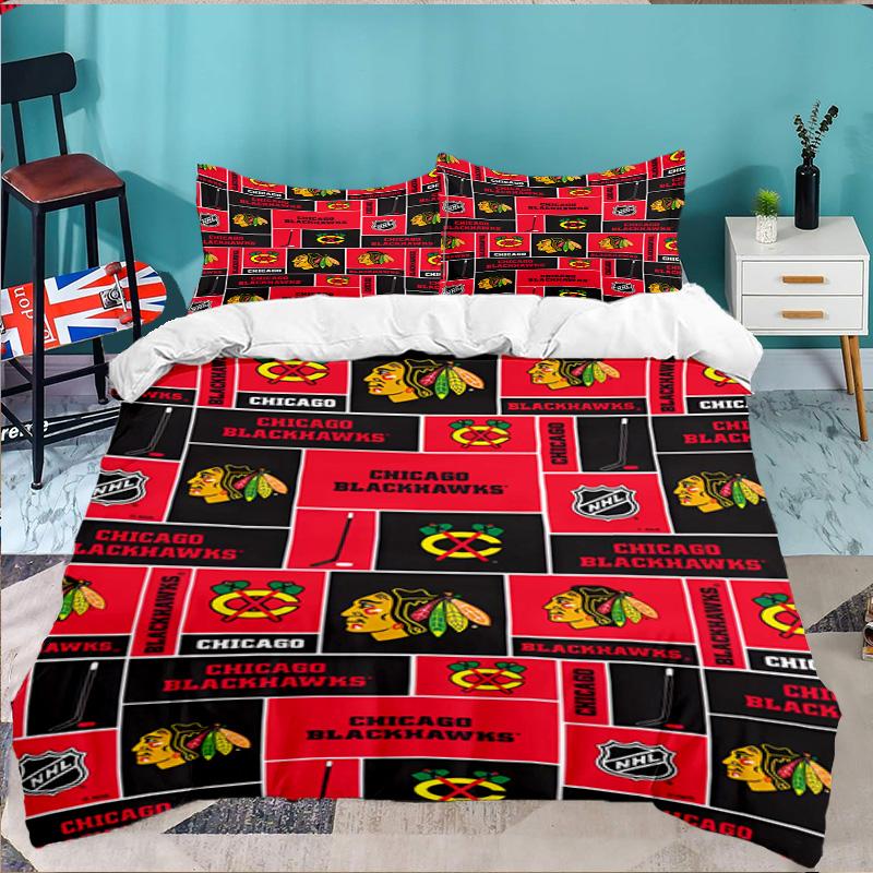 Chicago Hockey 3PCS Bedding set,Ideal for 1pc Duvet Cover And 2pcs Pillowcases Perfect for Fan gift,Ideal for Bedroom, Dormitory
