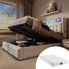 Lit Capitonné 160x200 Avec Tête De Lit LED Et USB C Avec Sommier À Lattes En Bois Et Cadre Métallique, Beige (avec Matelas)