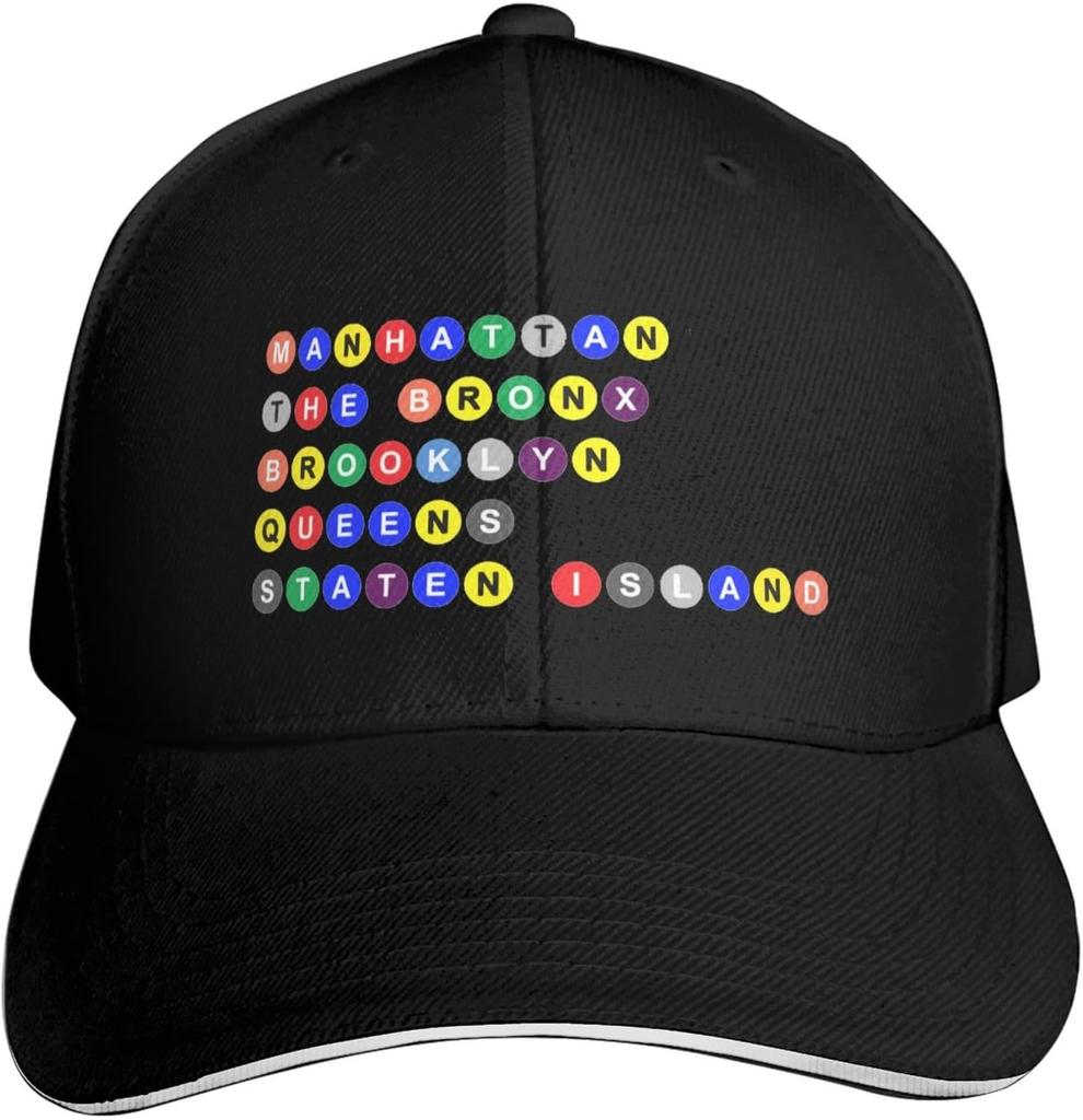 NYC Fünf Boroughs U-Bahn Stil Baseballkappe Verstellbar Polyester Dad Hat für Erwachsene Unisex