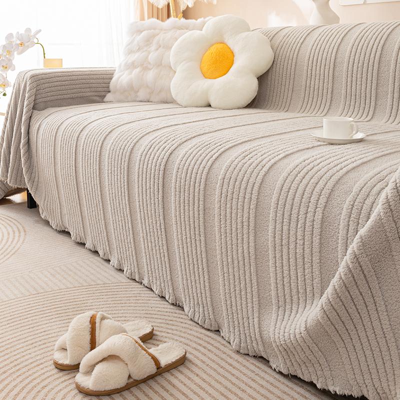 French Cream Style Sofa Cover Cloth New Winter Plush Sofa Cover High-end Non-slip Living Room Cushion