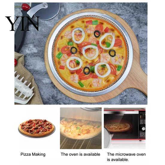Pizza Baking Equipment Aluminum Alloy Screen, Non Stick Mesh Pan, Cooking Griddle Screen Round Crisper Tray for Oven Home Kitchen Restaurant