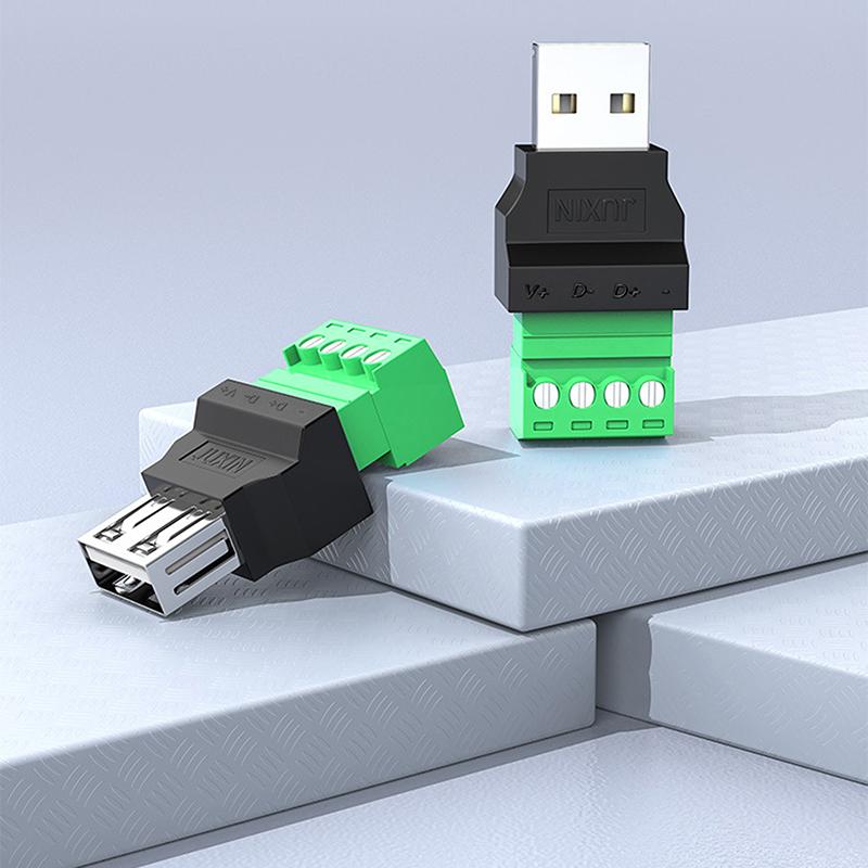 1Pc Usb 2.0 Type A Usb Connector Usb Plug Adapter Connector Jack With Shield Type-A 4-Pin Male/Female Plug Screw Terminal Plug