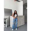 Womens High-Waisted Distressed Washed Straight Leg Jeans Loose Fit Casual Trousers 2025
