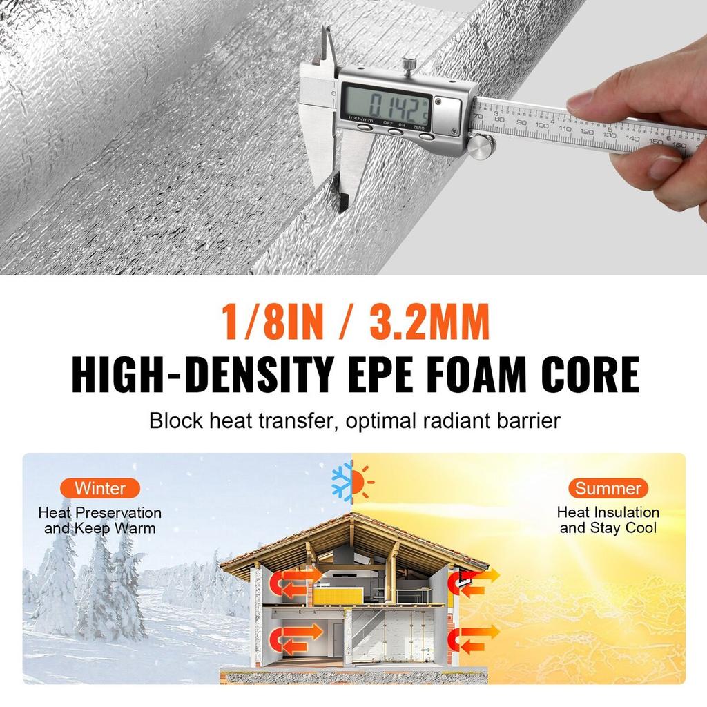 Double Reflective Insulation Roll Foam Core Radiant Barrier 48 in x 50 ft