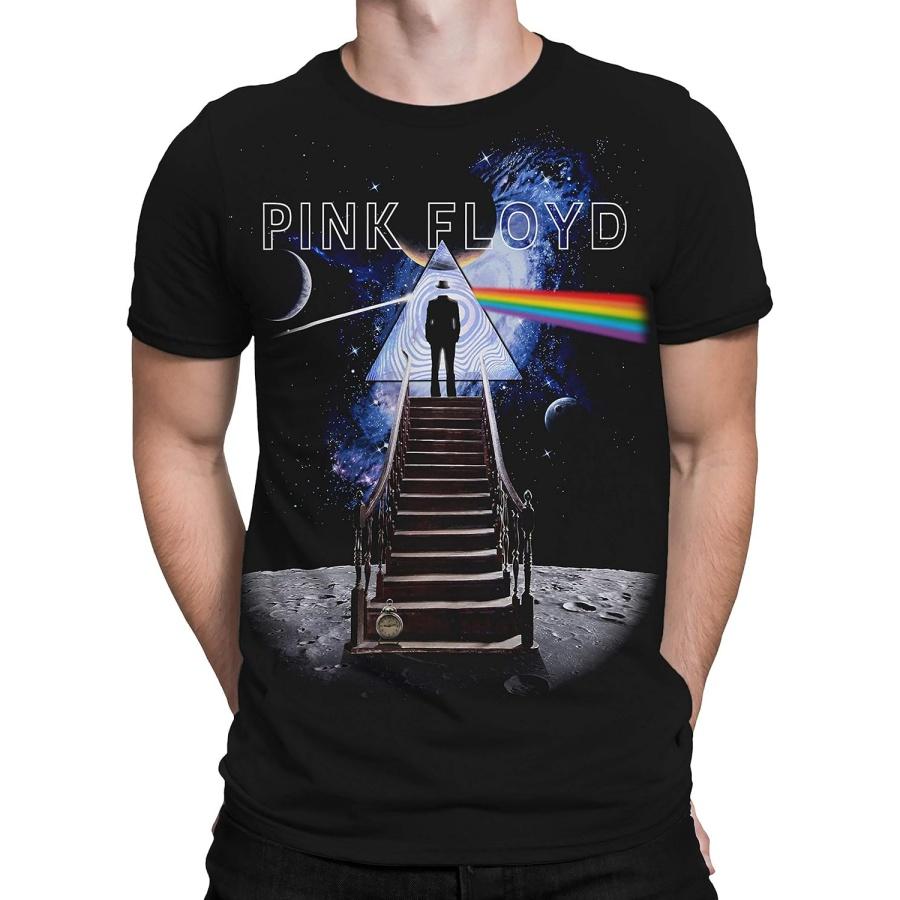 Liquid Blue Unisex-Adult Pink Floyd Stairway to The Moon T-shirtT-Shirt S чёрный