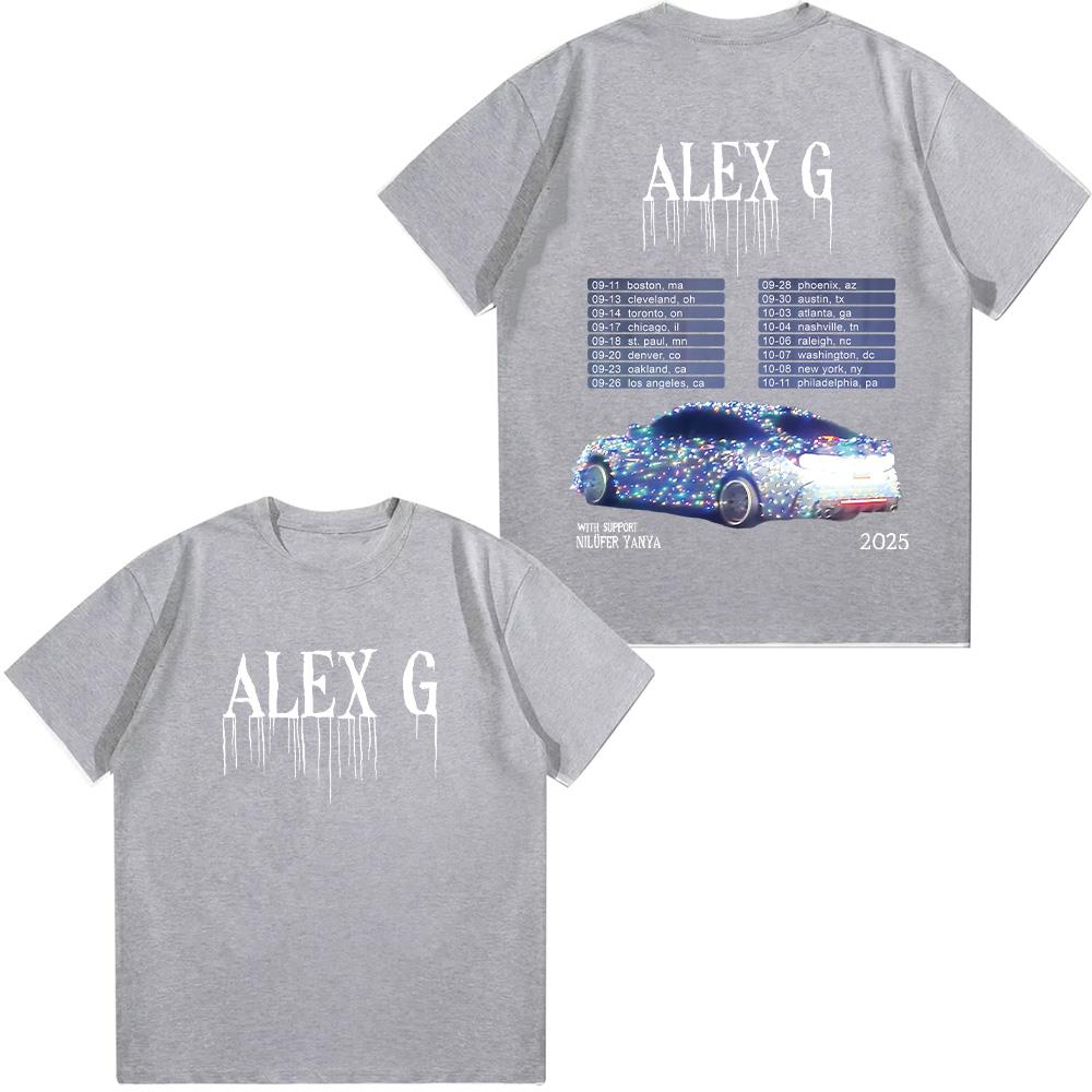 Alex G Umělecké turné 2025 Trička Barevná Módní Grafický Potisk Trička Léto Dámské Ležérní Topy Unisex Vintage Bavlněná Trička Y2K