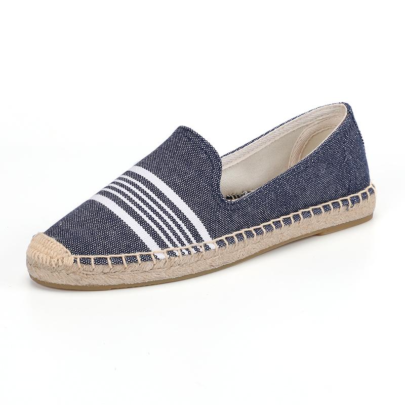 Yazlık düz nefes alabilen her şeyle uyumlu bayan espadrilleri retro çizgili gündelik kanvas ayakkabılar yazlık sıcak satış zapatillas mujer
