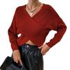 Women S Loose V Neck Cross Design Long Sleeve Knitted Sweater
