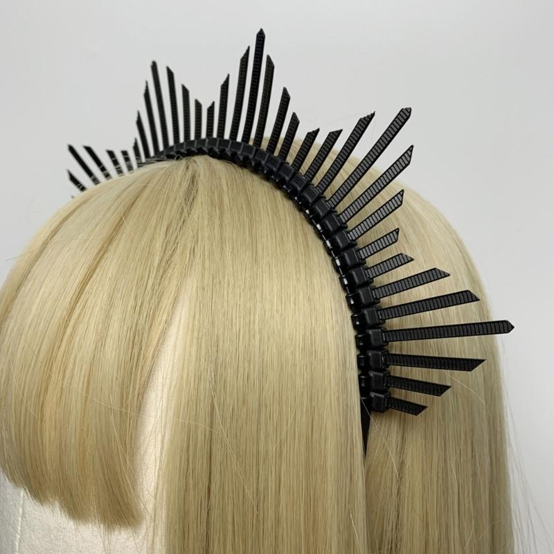 Dark Headband Angel Crown Headband Bridal Tiaras Divine Princess Headpiece Hair Hoop Baroque Spiked Tiaras