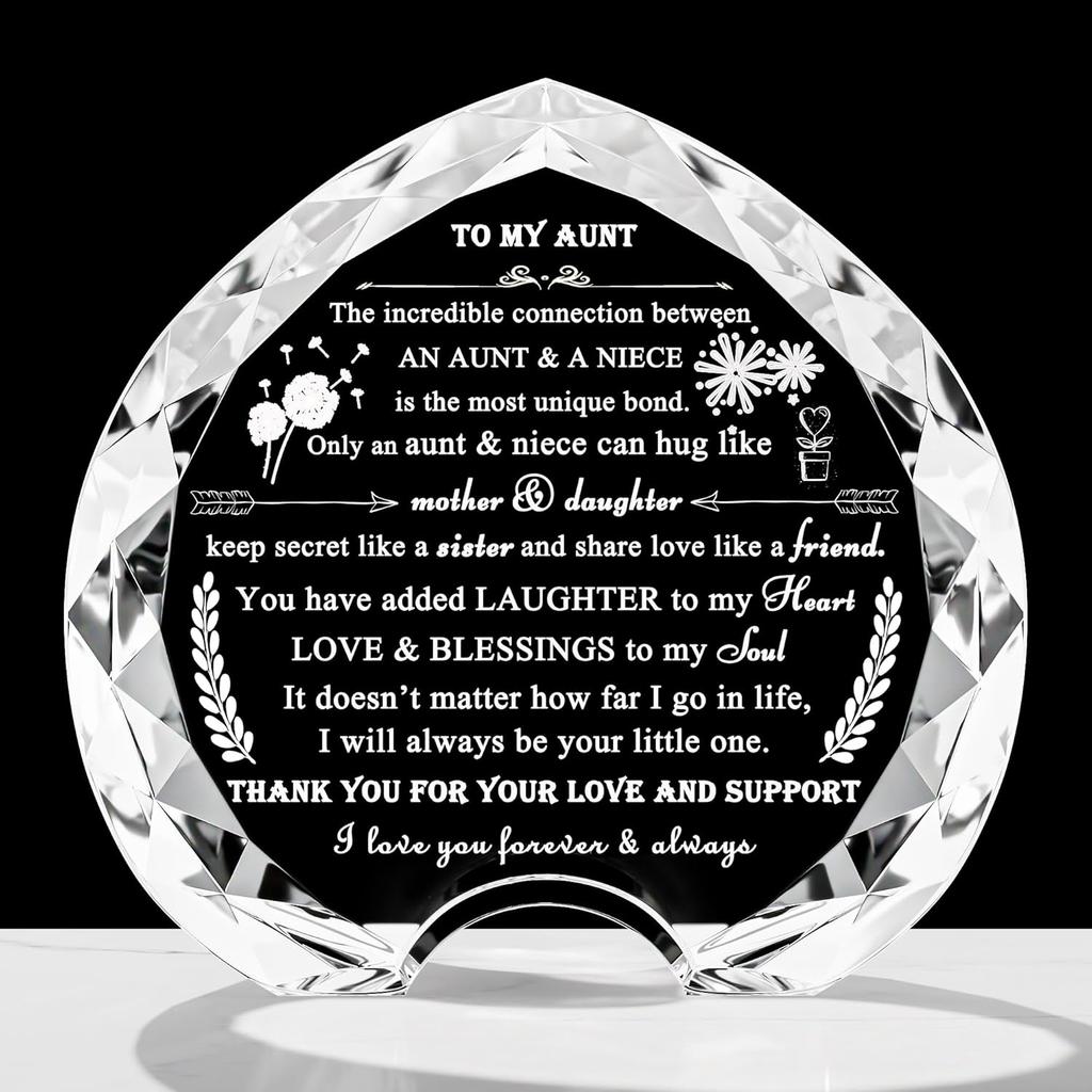 Aunt Gifts From Niece Unique - Crystal Engraved Best Aunt Ever Gifts Ideas For Auntie - Crystal Keepsake Birthday Present To My Auntie On Christmas