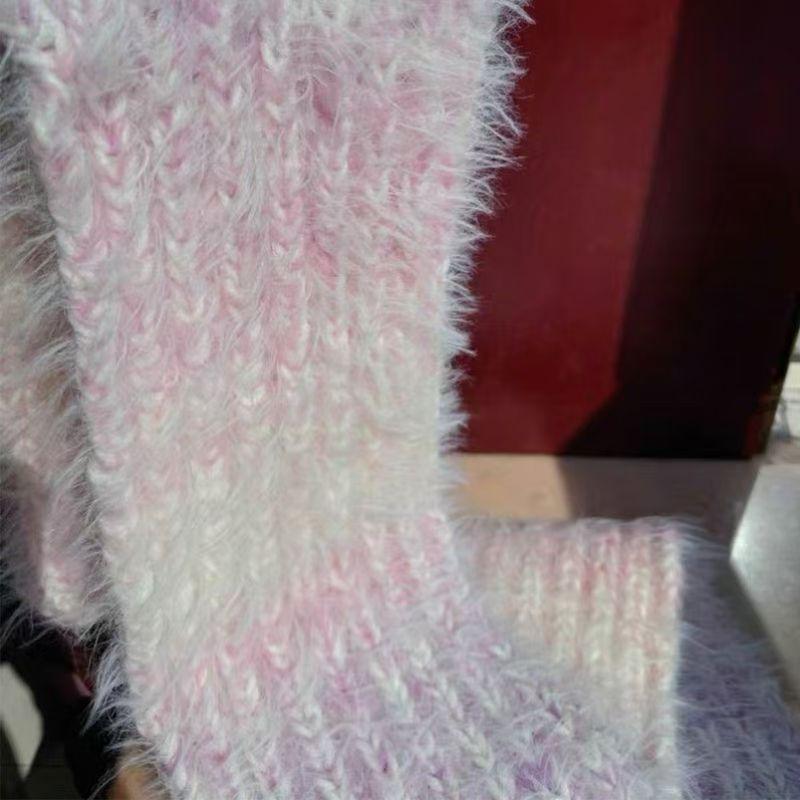 Rainbow Gradient Mohair Yarn Kit - Medium Thickness, Ideal for Hand-knitting Scarves