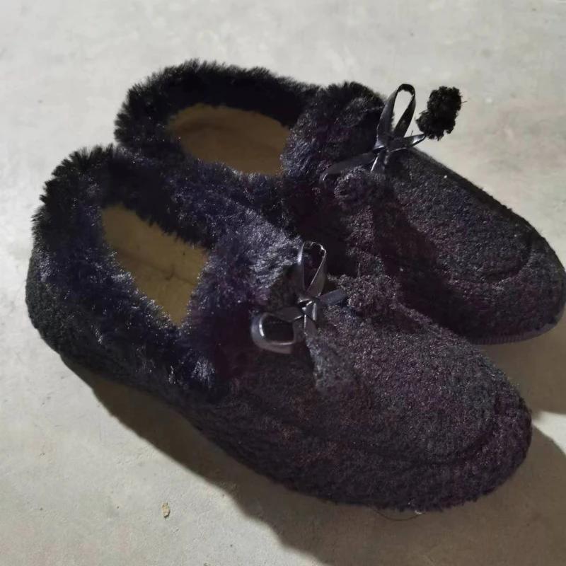 Fashion Cotton Shoes for Women Plush Flats Outdoor Fashion Winter Warm Snow Shoes Women Keep Warm Loafers Zapatos De Mujer