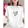 High-End Bow Print Short-Sleeve Women's T-Shirt - Summer Korean Style, Loose & Versatile Casual Top