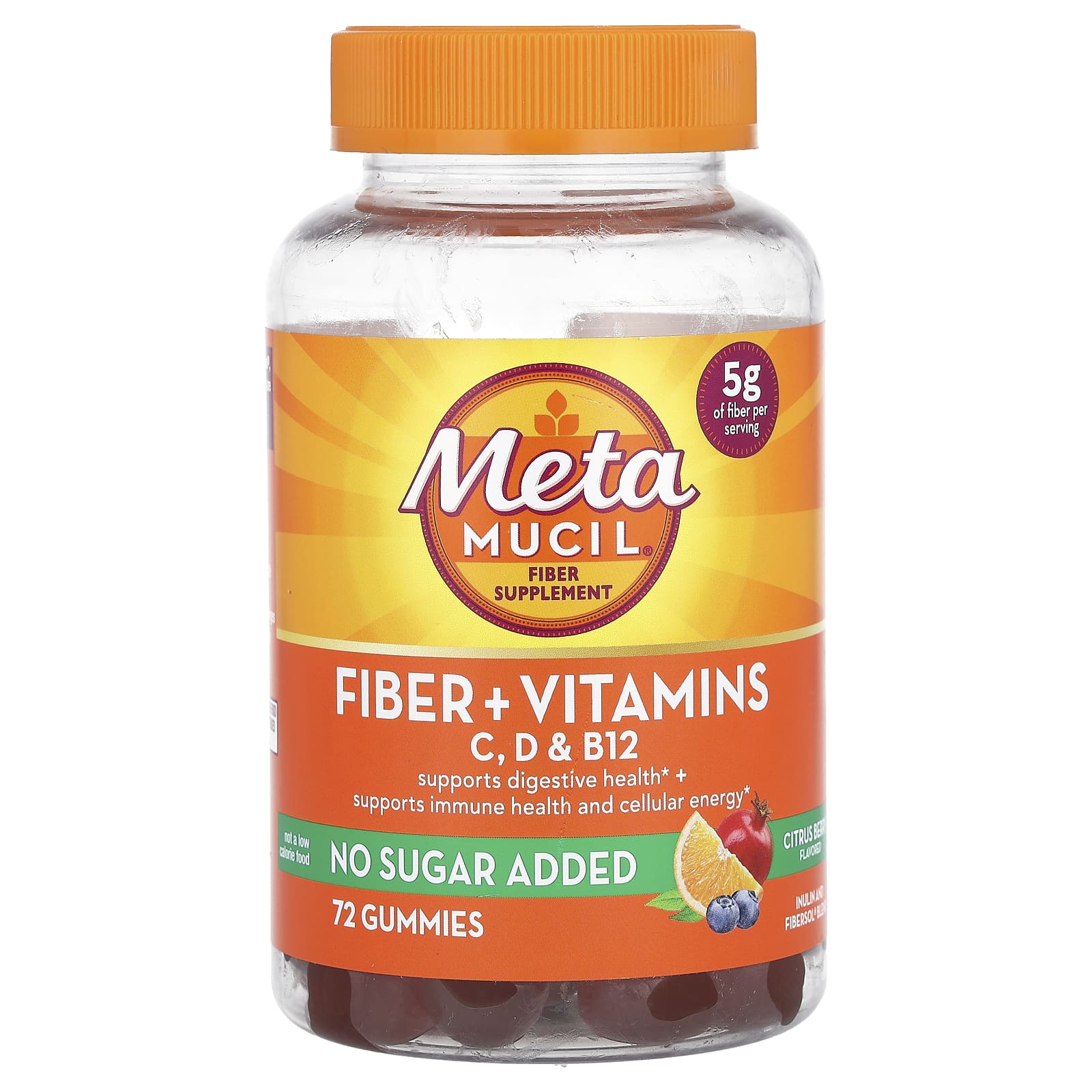 

Fiber + Vitamins, Vitamin C, D, B12, Citrus Berry, 72 Gummies