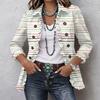 Women's Casual Striped Print Long Sleeve Ruffle Button Down Shirt Jacket for Everyday Wear