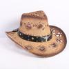 Popular European and American Fashion Hollow Woven Hat Straw Hat Men's and Women's Classic Outdoor Western Denim Straw Hat
