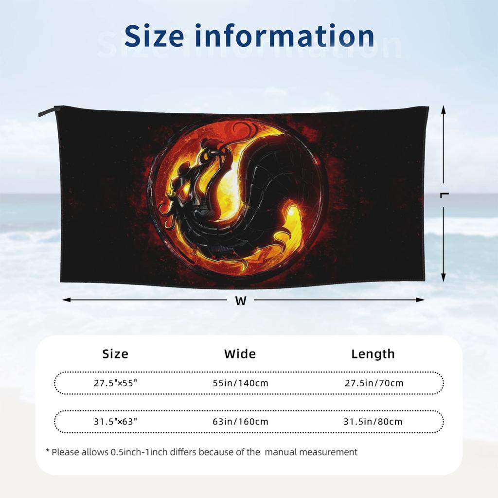 Mortal Kombat Beach Towel Soft Microfiber Quick Dry Absorbent Quick Towels For Bath