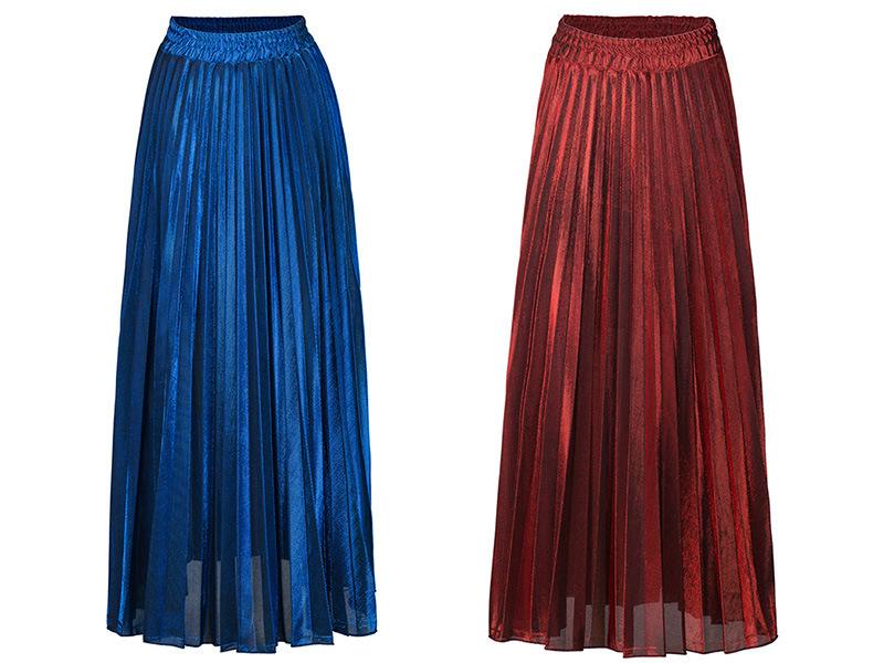 2020 Spring/Summer Pleated Midi Skirt: Plus Size High Waist Gold Beach Dress for Women