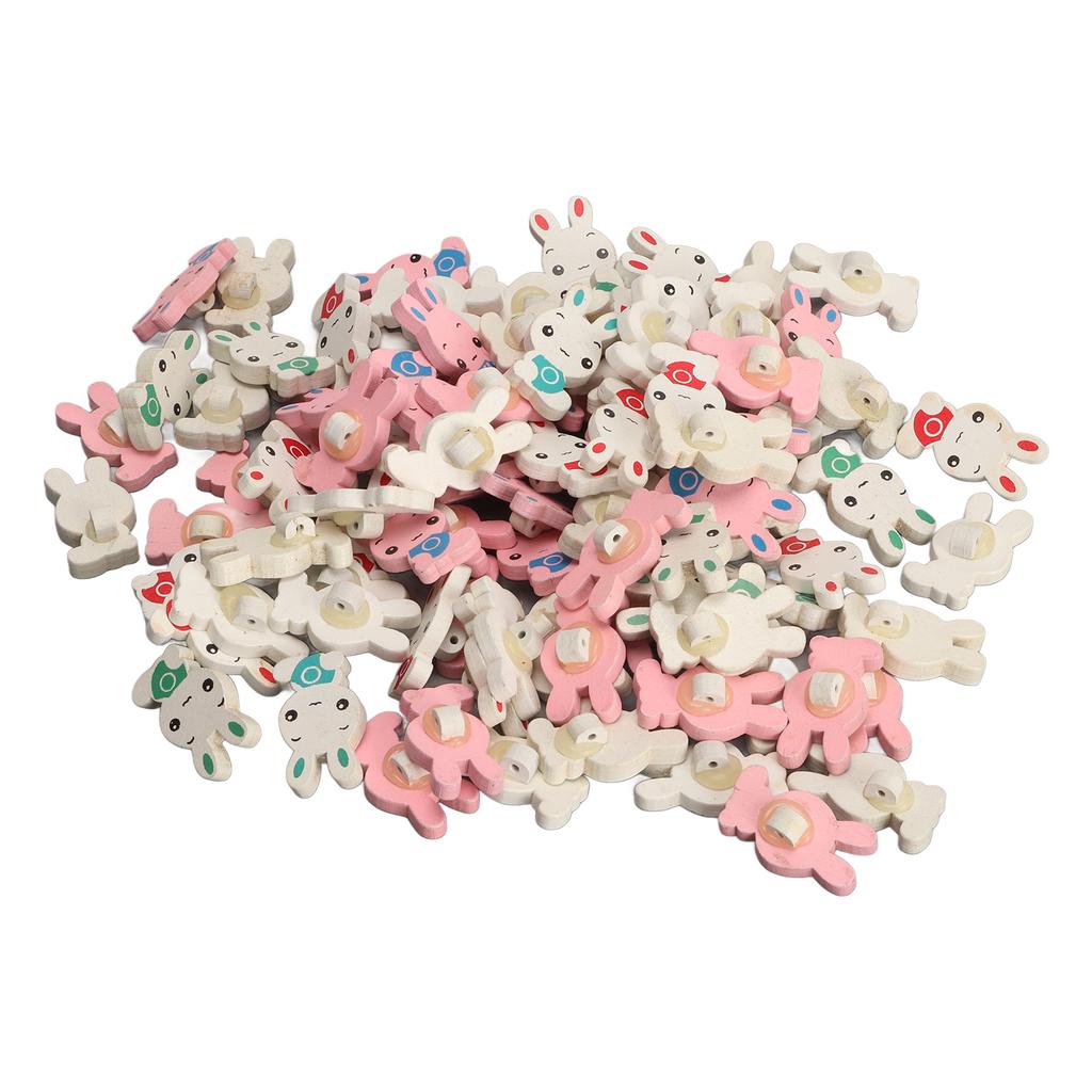 80Pcs Craft Buttons Sturdy Wood Bunny Style Assorted Colors Smoothing Light Wooden Buttons for Sewing DIY Decoration