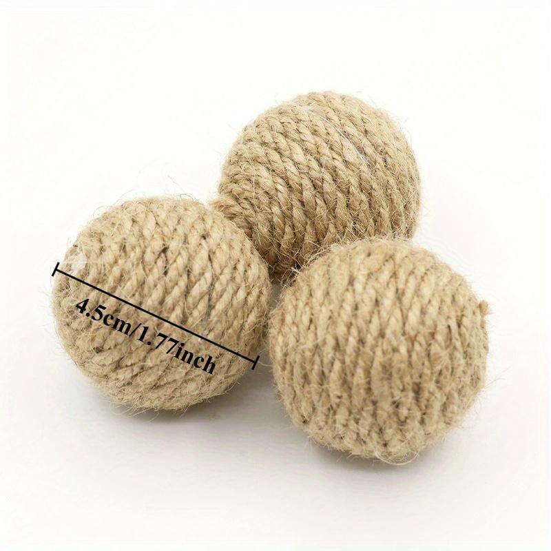 3pcs natural hemp ball box and chasing toy indoor cat products handmade cat ball, pet hemp rope ba