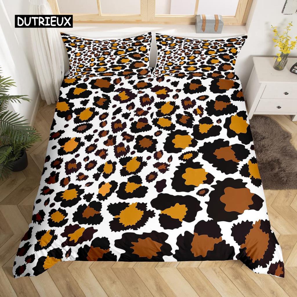 Cowhide Duvet Cover Set King Size Patchwork Cow Fur Print Farm Animal Bedding Set Microfiber Western Farmhouse Style Quilt Cover