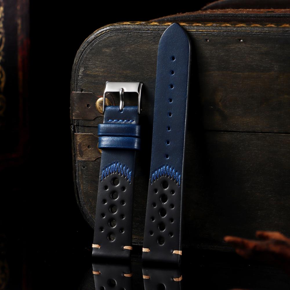 

Oil Wax Watchband 20mm Vintage Cowhide Breathable Watch Strap for Seiko for Rolex Bracelet Universal Wristband for Men Women 20mm синій