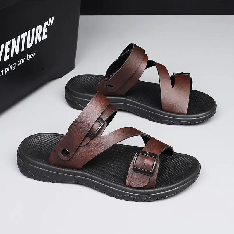 

Platform Sandals Man Genuine Leathe Soft Eva Sabot Shoes Beach High Quality Cheap Liquidation Original Slippers for Men 47