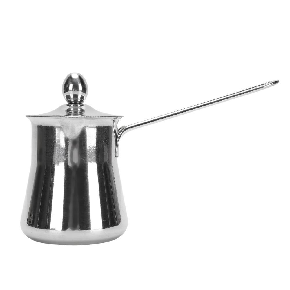 Stainless Steel Greek Coffee Pot Heat Resistant Handle Milk Warmer Pot  Stovetop Cooking