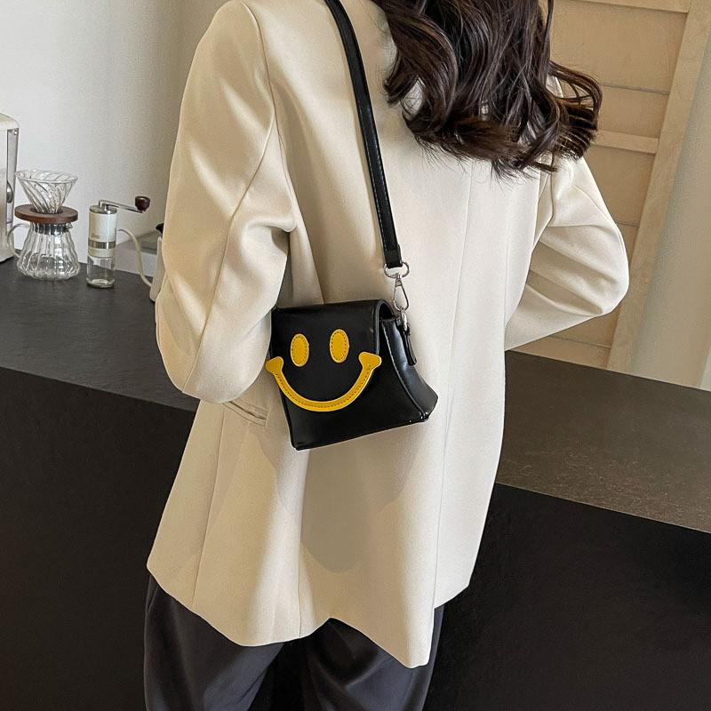 Adorable Cartoon Smiley Face Crossbody Bag For Girls Trendy And Lightweight
