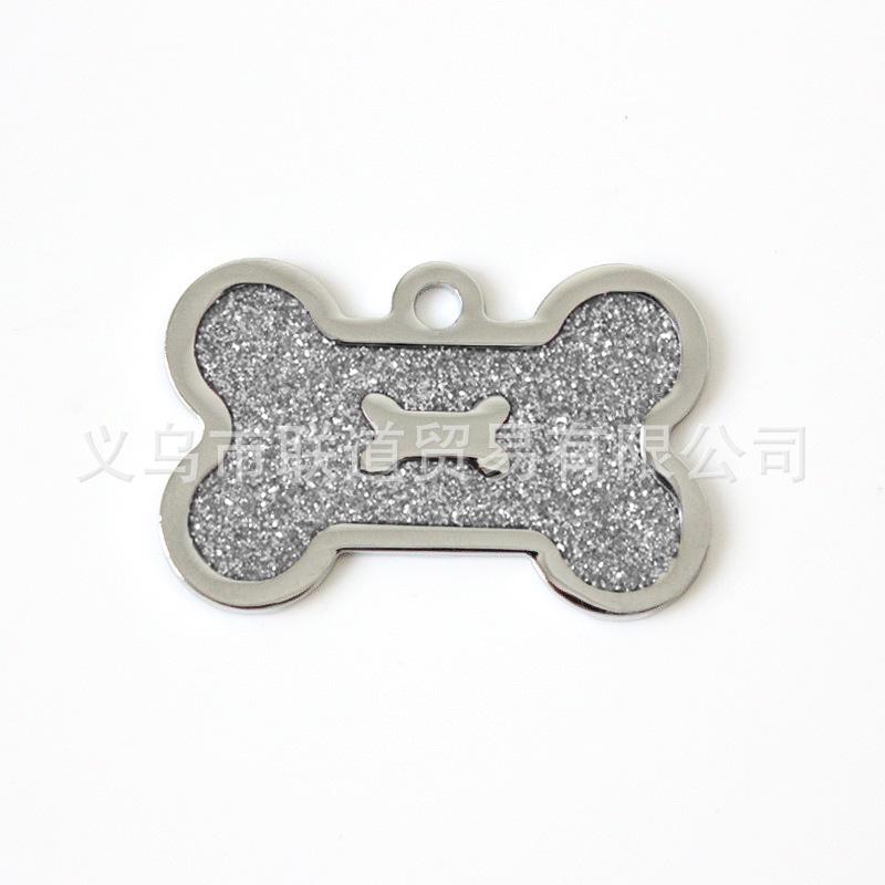 HC535 10-Color Glitter Dog Bone Metal Pet Tag Pendant