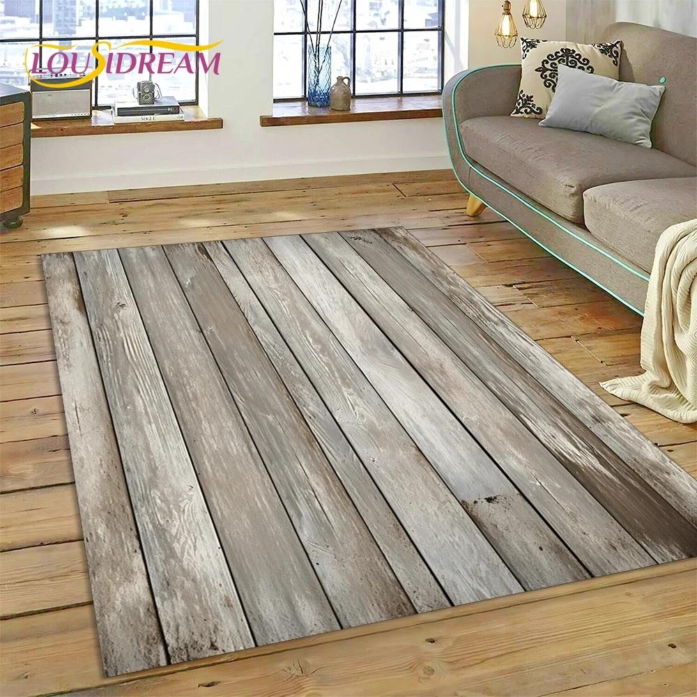 Color 3D Wood Grain Lines Rug Carpet for Living Room Bedroom Home Decor,Floor Mat Non-slip Decoration for Sofa Doormat Kid Gift
