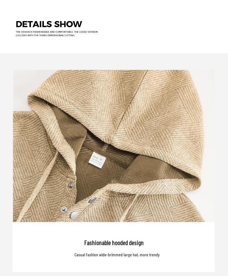 American Retro Men's Hooded Jacquard Pullover - Versatile Casual Sweatshirt