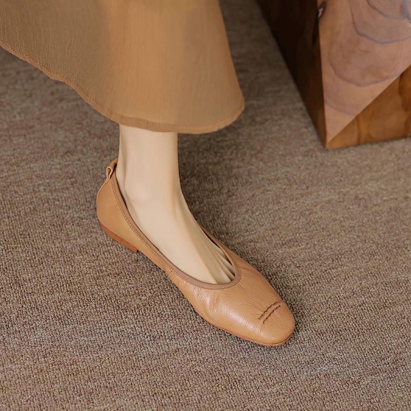 Fashion 2025 New Arrival Women Flats Heels Shoes Genuine Leather Soft Comfort Casual Shoes Woman Basic Spring Summer Flats Shoes