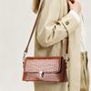 Aidrani  Crocodile Pattern Brown Shoulder Bag Retro Flap Handbag with Metal Lock