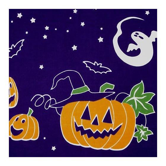 Someno Anbo Tenugui "Pumpkin Night Purple" Hand-dyed 100% Cotton Tokka Made In Japan 35cm X 100cm Halloween Pumpkin Ghost Bat Interior Face Towel