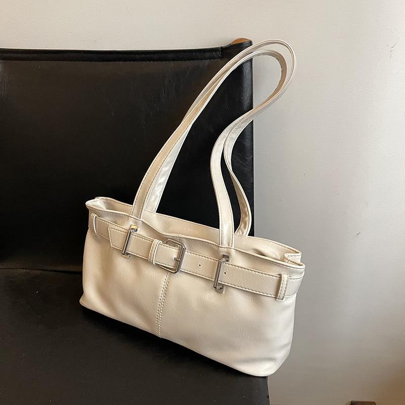 Trendy and Fashionable Women's Baguette Bag, Underarm Bag, Personalized Versatile Foreign Style Niche Simple Solid Color Shoulder Handbag