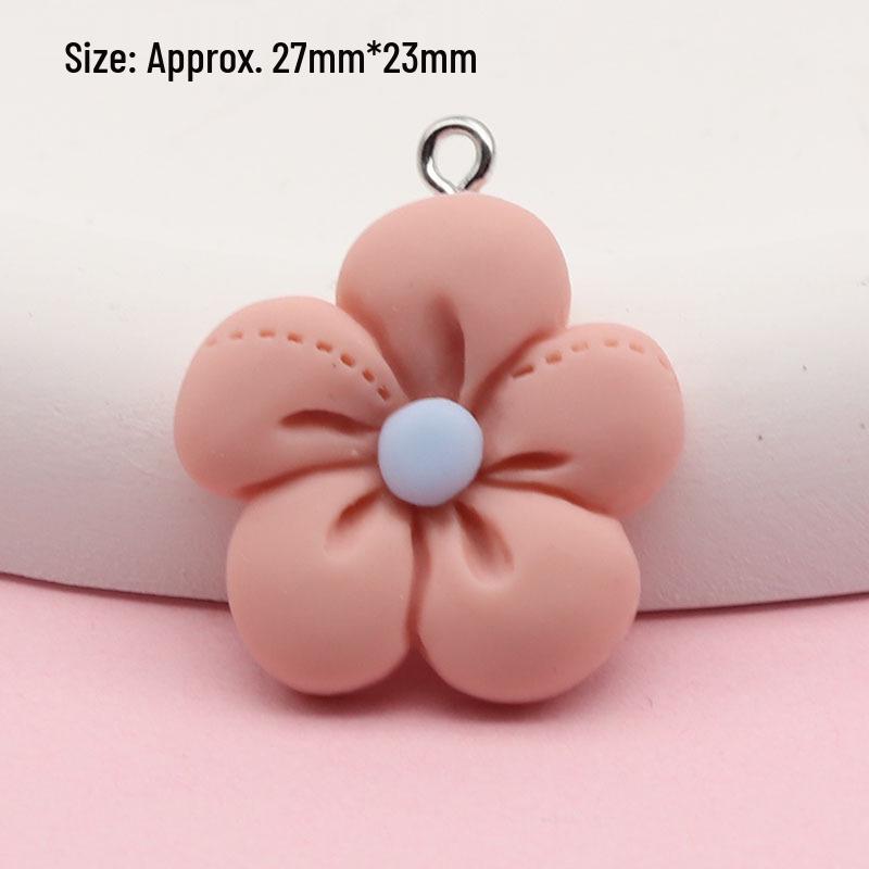 Fresh Cartoon Resin Sunflower Keychain Pendant - DIY Five-Petal Flower Ornament Accessory
