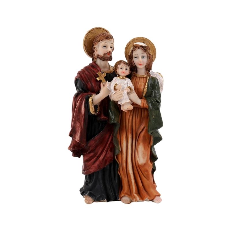 Resins Catholic Holy Family Statue Christmas Home Decors,Renaissances Sculptures Tabletop Centerpieces for Living Room