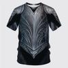 T-shirt Sportiva da Uomo a Maniche Corte Traspirante ad Asciugatura Rapida con Stampa 3D Medievale di Armatura da Cavaliere, Abbigliamento Trendy Street Casual Cosplay