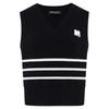 MO&Co. Striped Rib-Knit V-Neck Cropped Vest