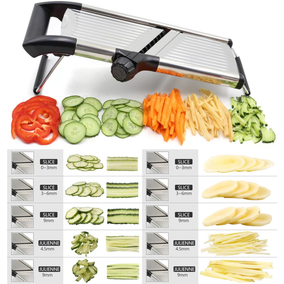 Adjustable Mandoline Vegetable Slicer by Chef's INSPIRATIONS. Best for Slicing Food, Fruit and Vegetables. Mandolin Slicer Julienne Cutter. Cut Proof